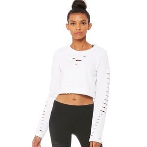 All White Crop top Sweatshirt